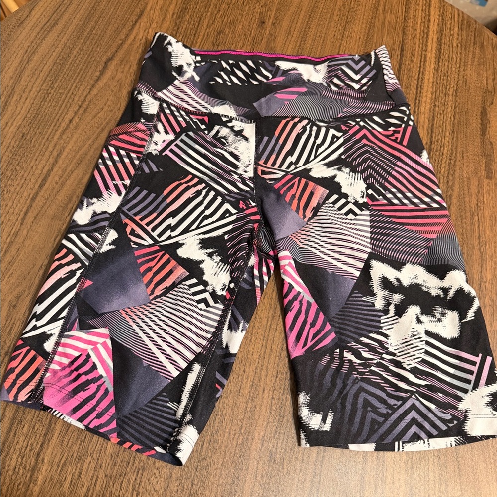 Calvin Klein Women's Black and Pink Geometric Bike Shorts